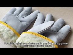 Gants en peau de mouton jaune pour apiculture avec poignet blanc ventilé et manchon en tissu blanc