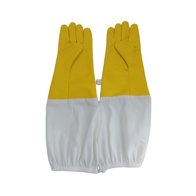 acheter Gants jaunes d'unité centrale pour l'apiculture avec les gants blancs de sécurité de l'apiculture de douille de tissu avec la longue manchette fabrication en ligne