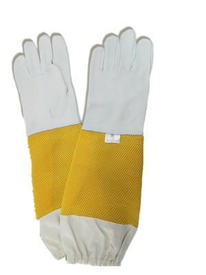 acheter Gants en peau de mouton blanche de qualité professionnelle pour l'apiculture avec manchon ventilé Longueur de 470 mm à 500 mm fabrication en ligne