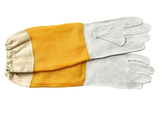 acheter Gants d'apiculture en peau de mouton à l'épreuve de la grille à ventilation jaune fabrication en ligne