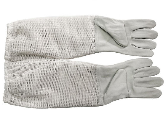 acheter Gants blancs de l'apiculture de peau de mouton de longue manchette respirable de trois couches fabrication en ligne