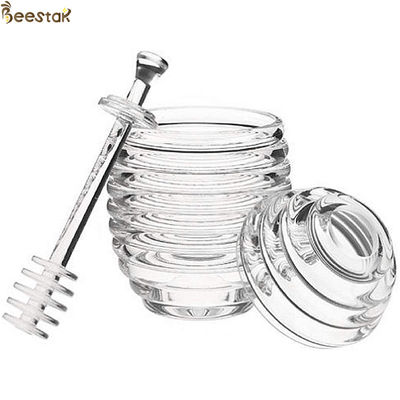 acheter Deux types pot et cuillère transparents de miel d'abeille avec remuer pot en cristal de miel de Rod le mini fabrication en ligne