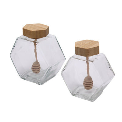 acheter Bouteilles en verre de Honey Jar Hexagon Glass Honey d'espace libre de sauce à la confiture 220ML fabrication en ligne