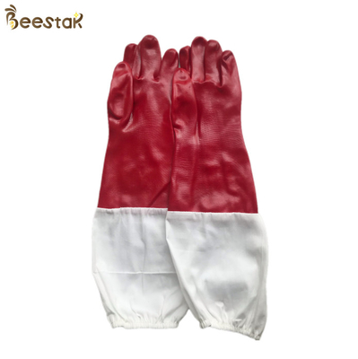 acheter Gants en caoutchouc rouges de l'apiculture de douille de tissu de Honey Bee Gloves With White fabrication en ligne