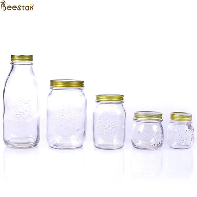 acheter Fleur découpée Honey Glass Jar And Spoon Honey Container transparent fabrication en ligne