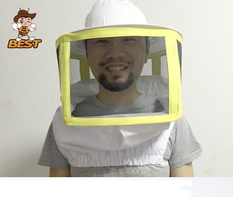Voile d'abeille blanc carré et chapeau rond pour des vêtements d'apiculture confortables et respirants