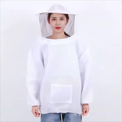 Veste apicole respirante avec chapeau de protection - Blanc