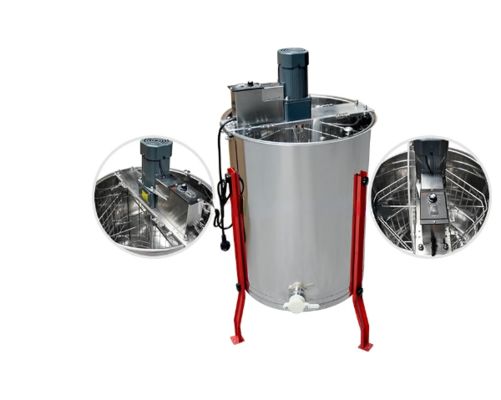 Extracteur de miel à 4 cadres en acier inoxydable d'une épaisseur de 1,1 mm, panier intérieur de 42*26 cm et réservoir de miel de 47*63 cm pour les élevages d'abeilles
